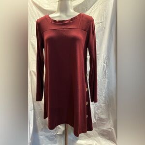 Elegant Burgundy Long Sleeve Top with button accents Excellent Condition